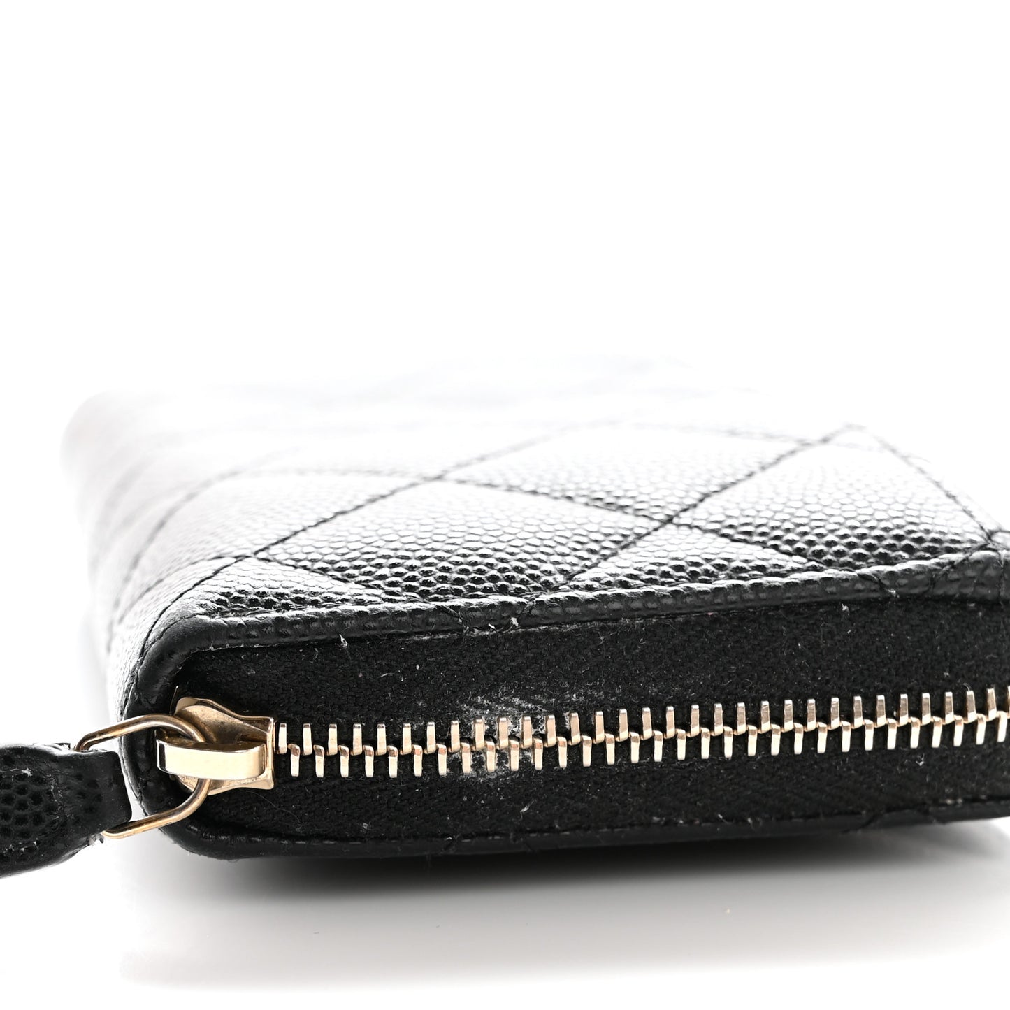 Caviar Quilted Medium Zip Around Wallet Black