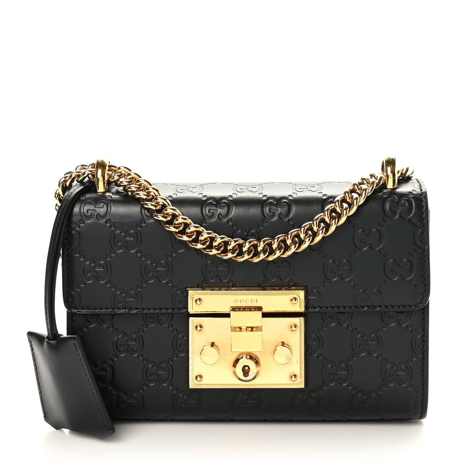 Gucci Guccissima Small Padlock Shoulder Bag Black 1 of 9