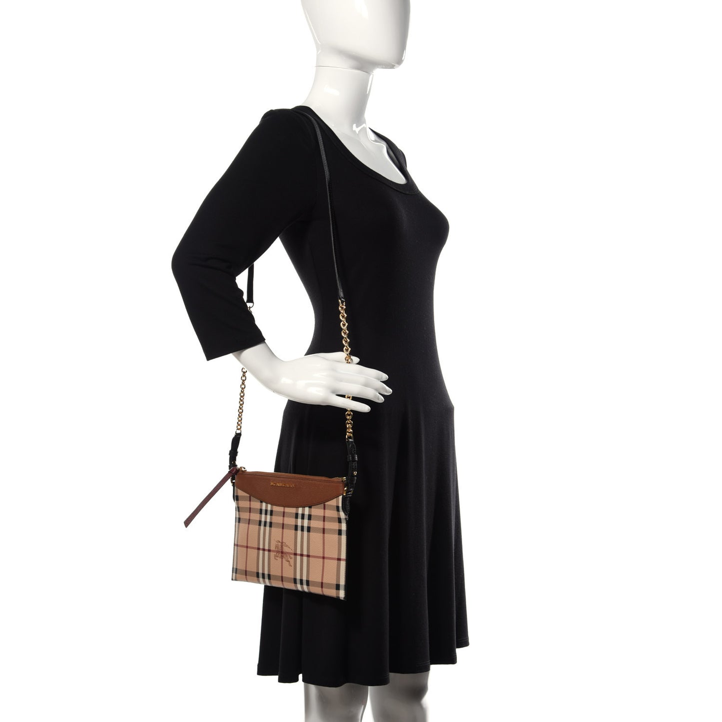 Haymarket Check Peyton Crossbody Clutch Bag Toffee