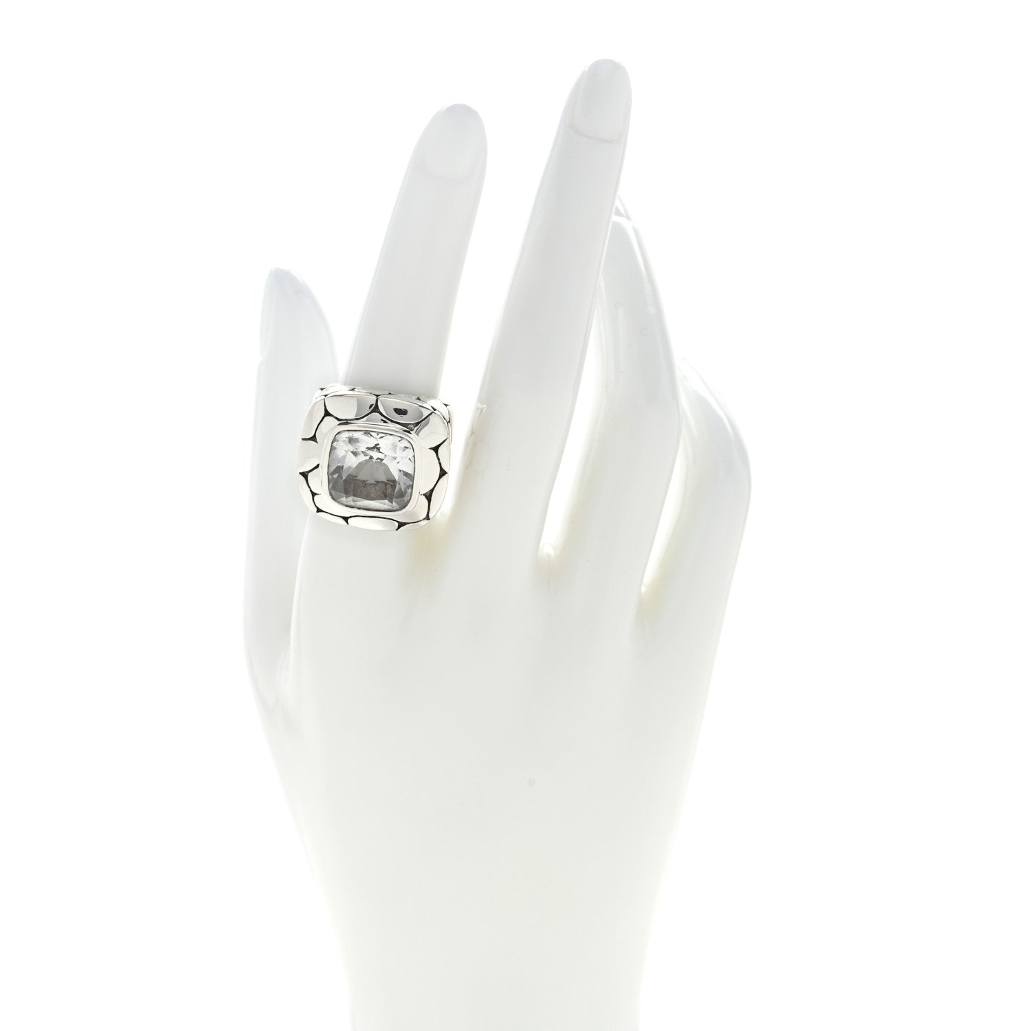 John Hardy Sterling Silver White Topaz Batu Kali Square Ring 54 7 2 of 4