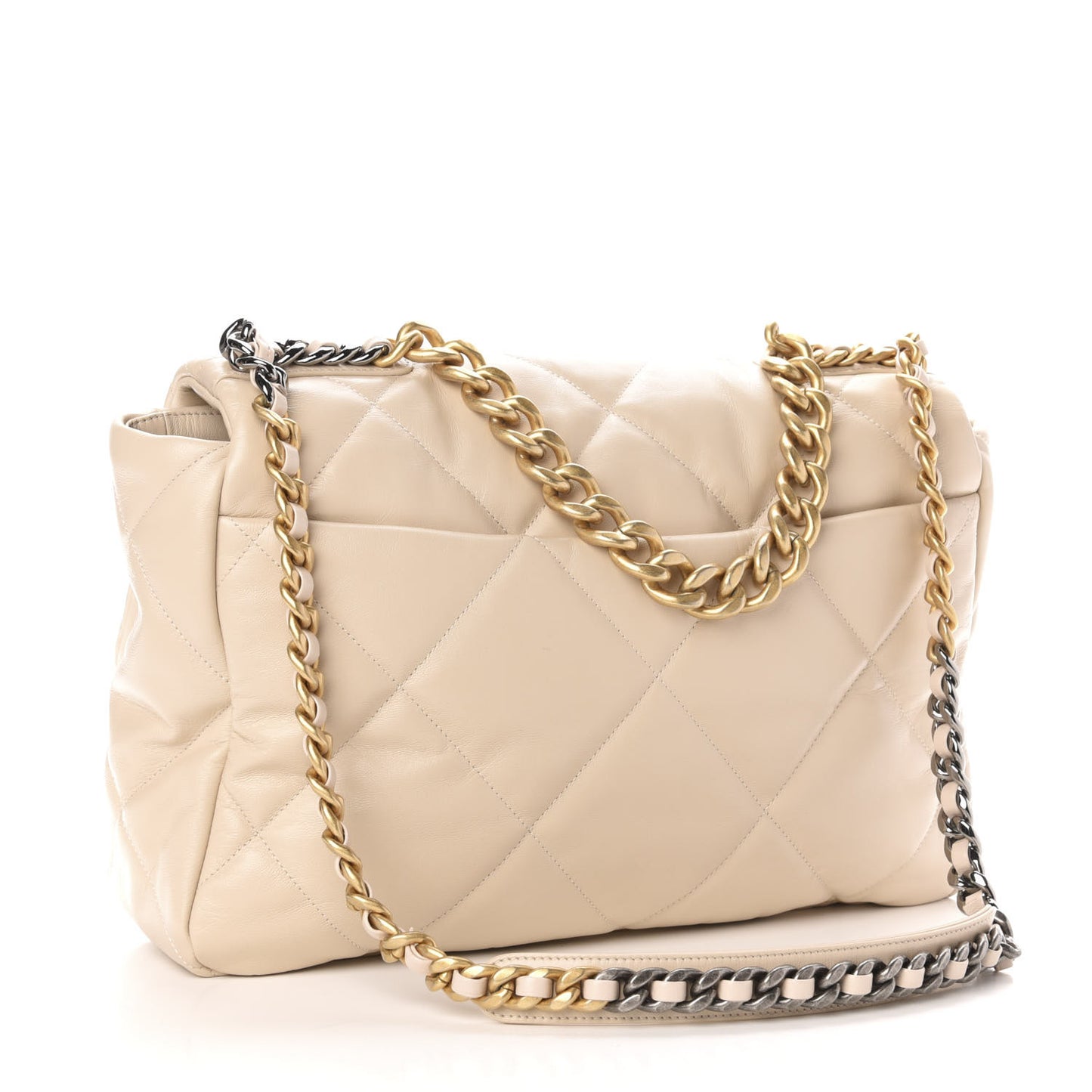 Goatskin Quilted Maxi 19 Flap Beige