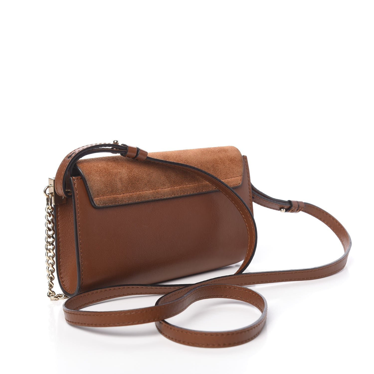 Chloe Suede Calfskin Mini Faye Shoulder Bag Tobacco 3 of 16
