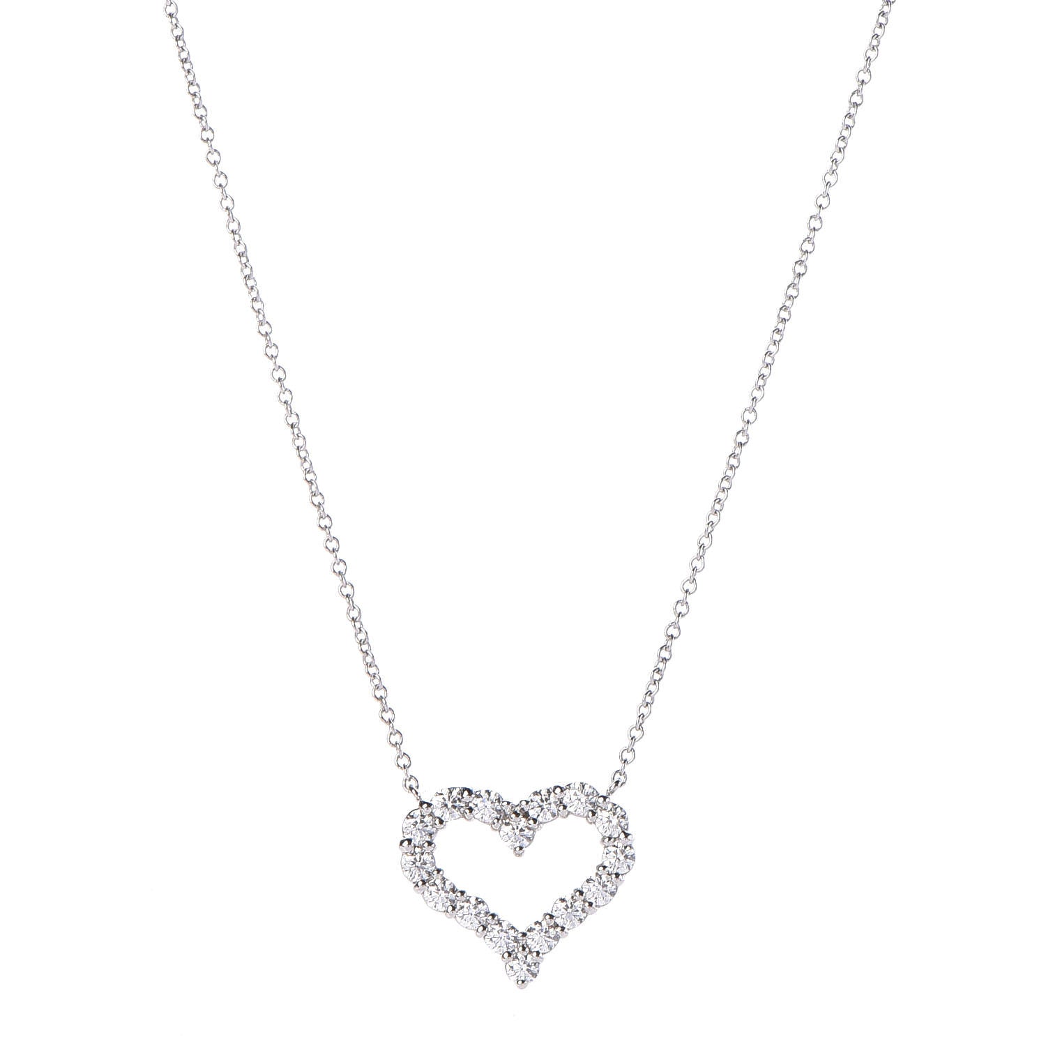 Tiffany Platinum Diamond Small Heart Pendant Necklace 1 of 4