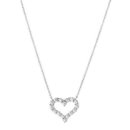Tiffany Platinum Diamond Small Heart Pendant Necklace 1 of 4