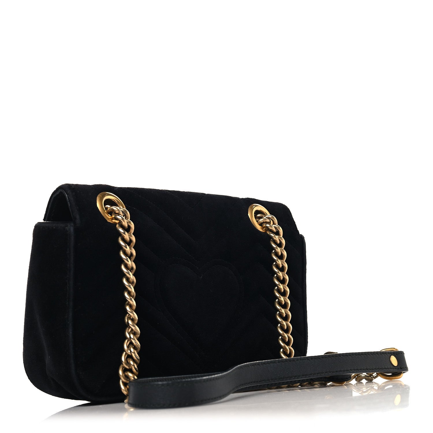 Gucci Velvet Matelasse Mini GG Marmont Shoulder Bag Black 3 of 13