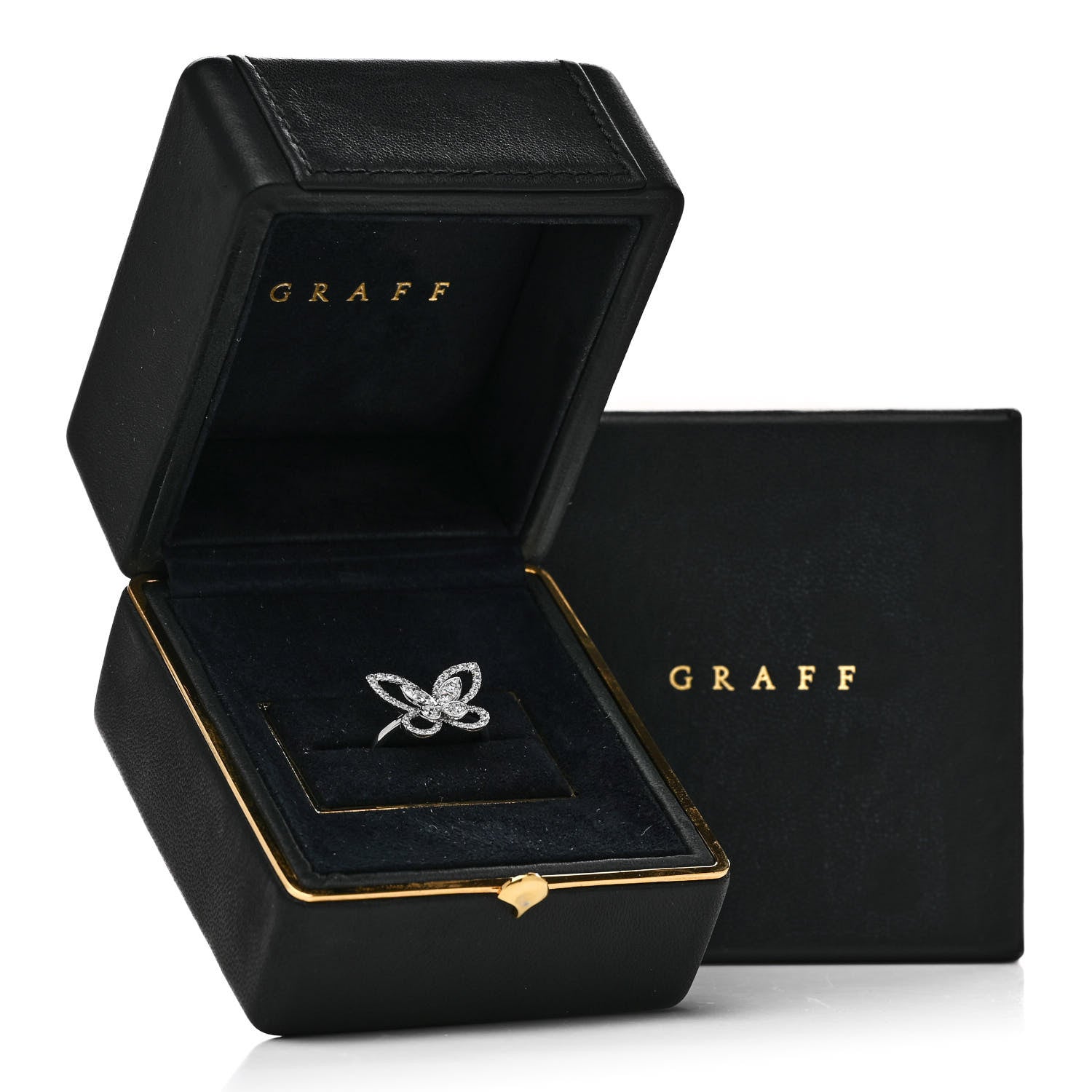 Graff 18K White Gold Diamond Butterfly Silhouette Ring 53 6.5 8 of 8