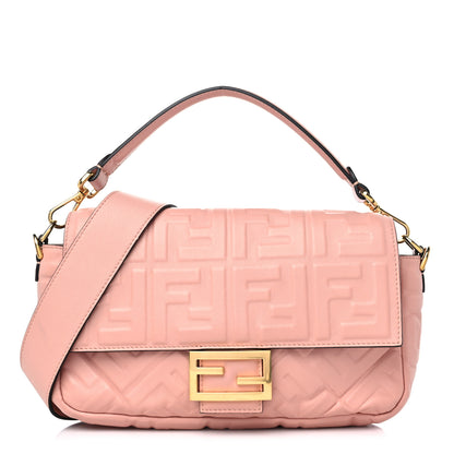 Fendi Nappa FF 1974 Embossed Baguette Rosa Bourbon 1 of 13