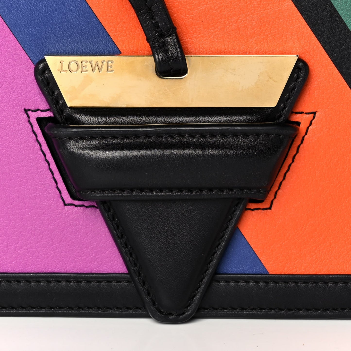 Calfskin Barcelona Striped Shoulder Bag Multicolor