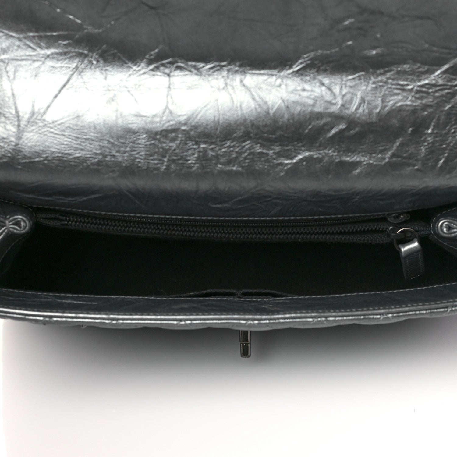 Chanel Metallic Aged Calfskin Quilted Medium Coco Handle Flap Charcoal 5 of 10