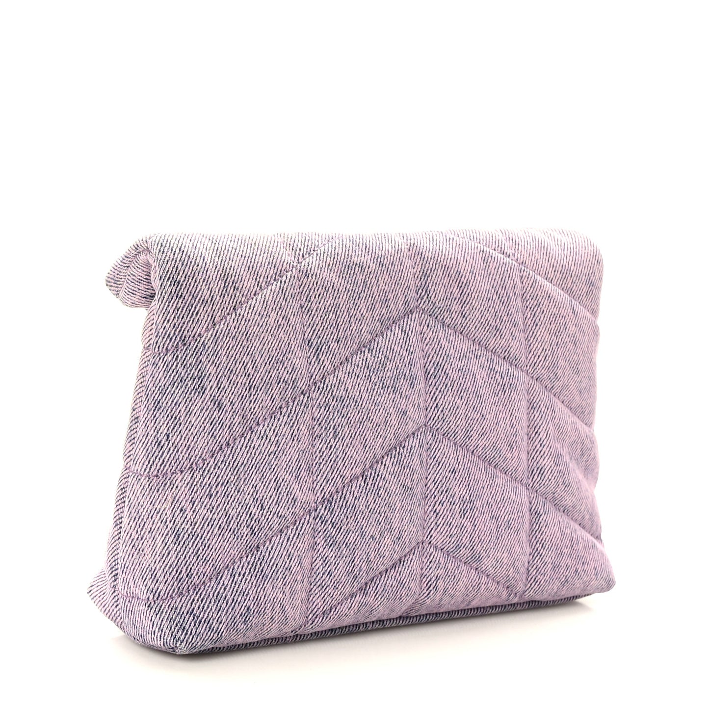 Denim Quilted Loulou Puffer Monogram Pouch Clutch Bleached Lilac