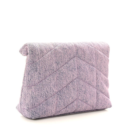 Saint Laurent Denim Quilted Loulou Puffer Monogram Pouch Clutch Bleached Lilac 4 of 10