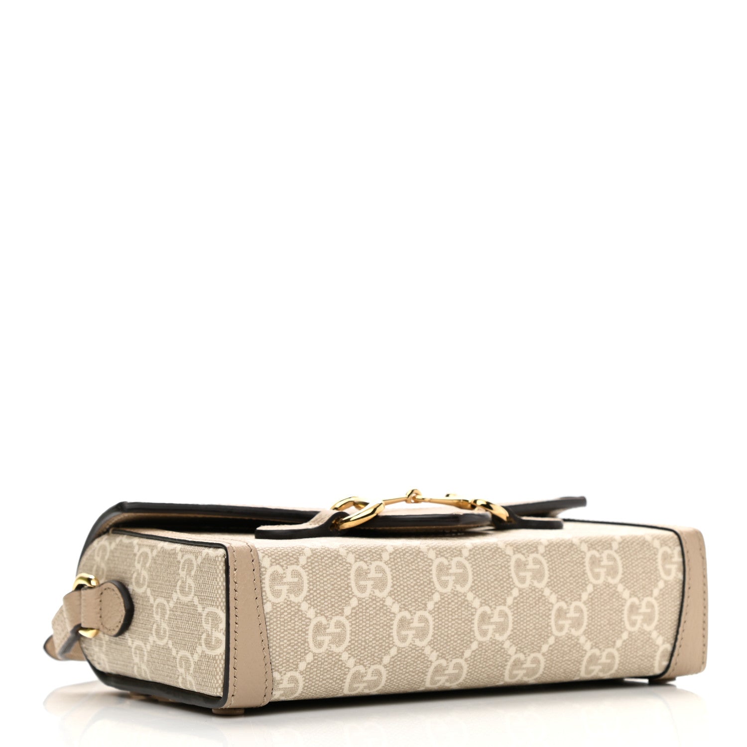 Gucci GG Supreme Monogram Textured Dollar Calfskin Mini Horsebit 1955 Shoulder Bag Beige Mystic White Oatmeal 4 of 11