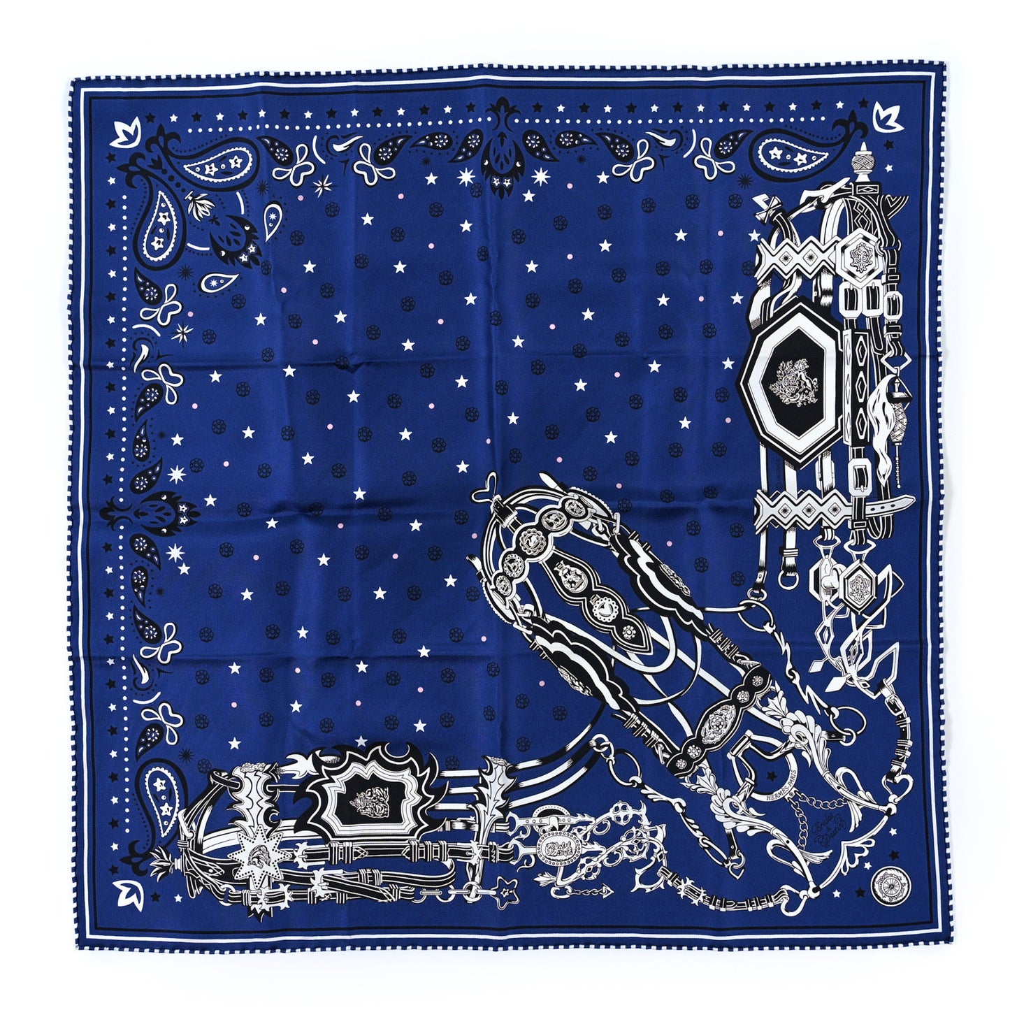 Silk Brides Et Destin Bandana Scarf 55 Marine White Black