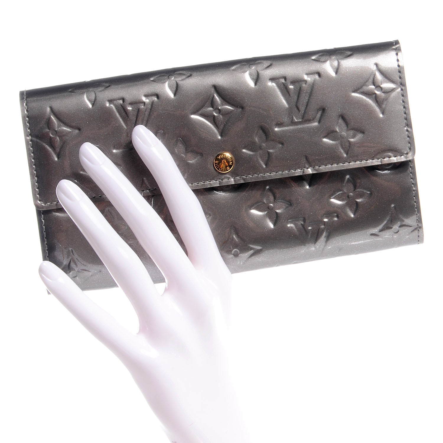 Louis Vuitton Vernis Sarah Wallet Gris Art Deco 2 of 8