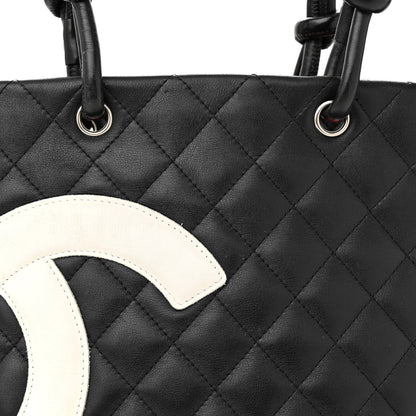 Chanel Calfskin Quilted Medium Cambon Tote Black White 8 of 23