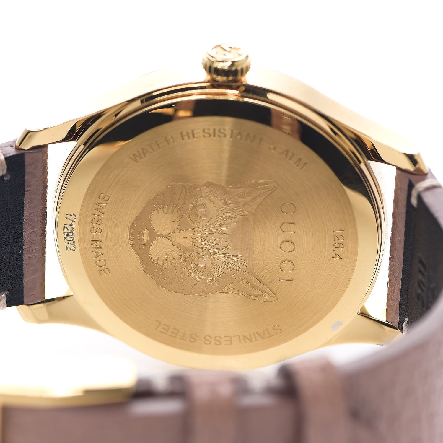 Gucci Stainless Steel Calfskin 38mm G-Timeless Moth Quartz Watch Brown 4 of 6