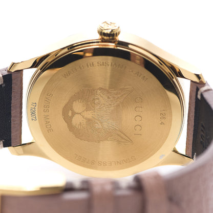 Gucci Stainless Steel Calfskin 38mm G-Timeless Moth Quartz Watch Brown 4 of 6