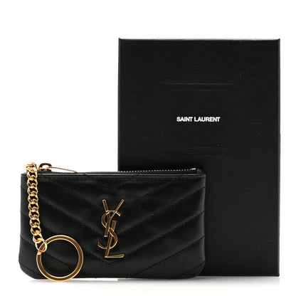 Saint Laurent Calfskin Matelasse Monogram Key Pouch Black 8 of 8