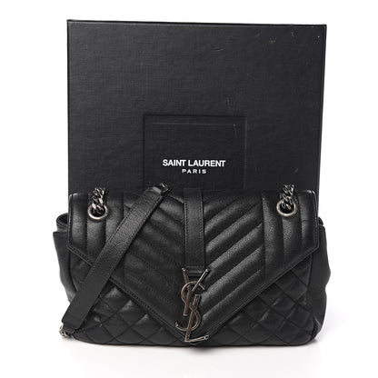 Saint Laurent Sheepskin Tri-Quilt Monogram Medium College Bag Black 10 of 10