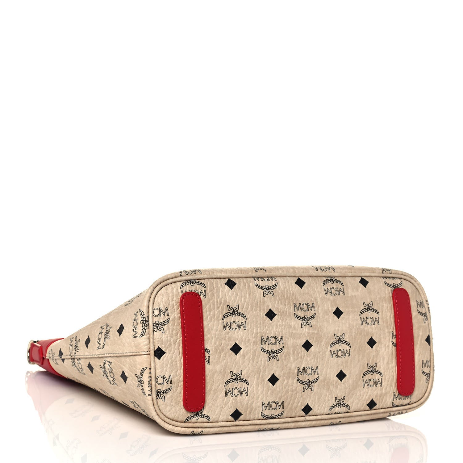 MCM Visetos Klara Crossbody Bag Beige Red 4 of 11
