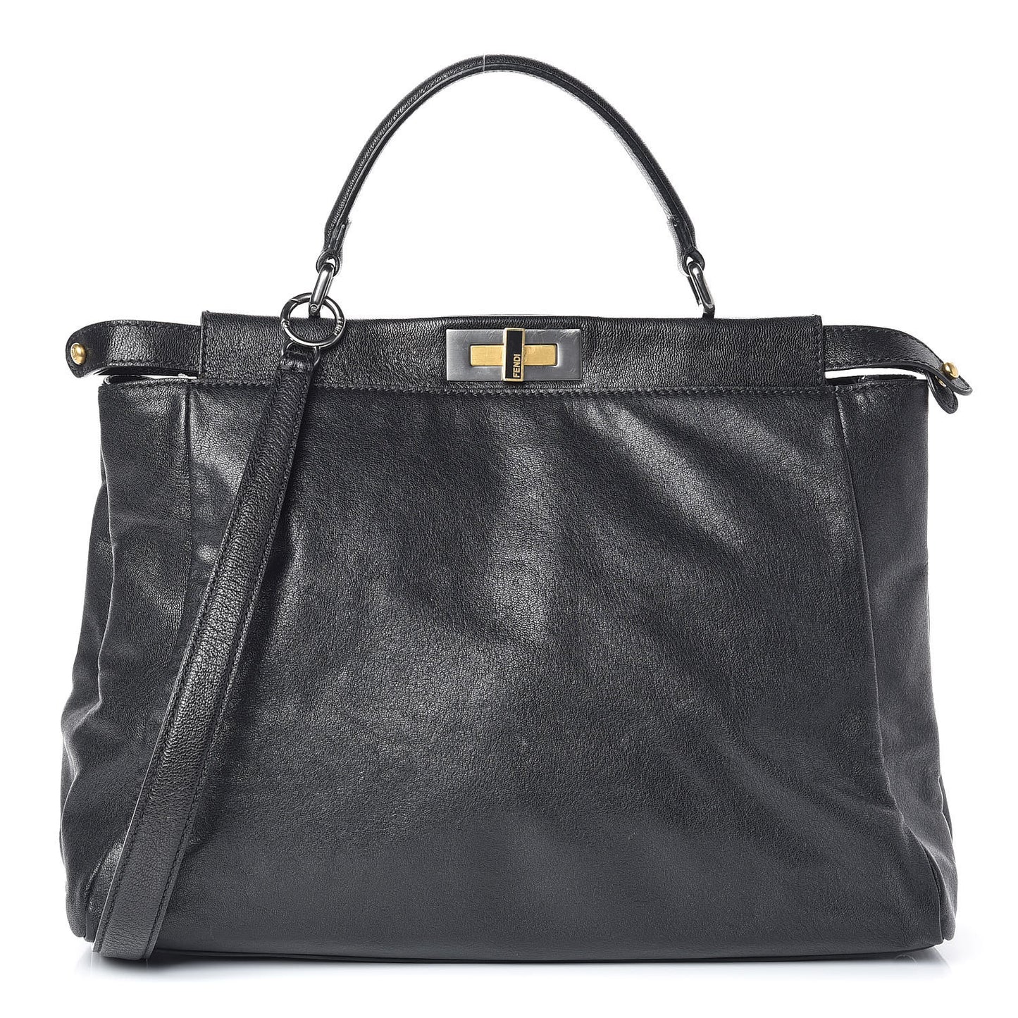 Goatskin Large Peekaboo Iconic Satchel Black
