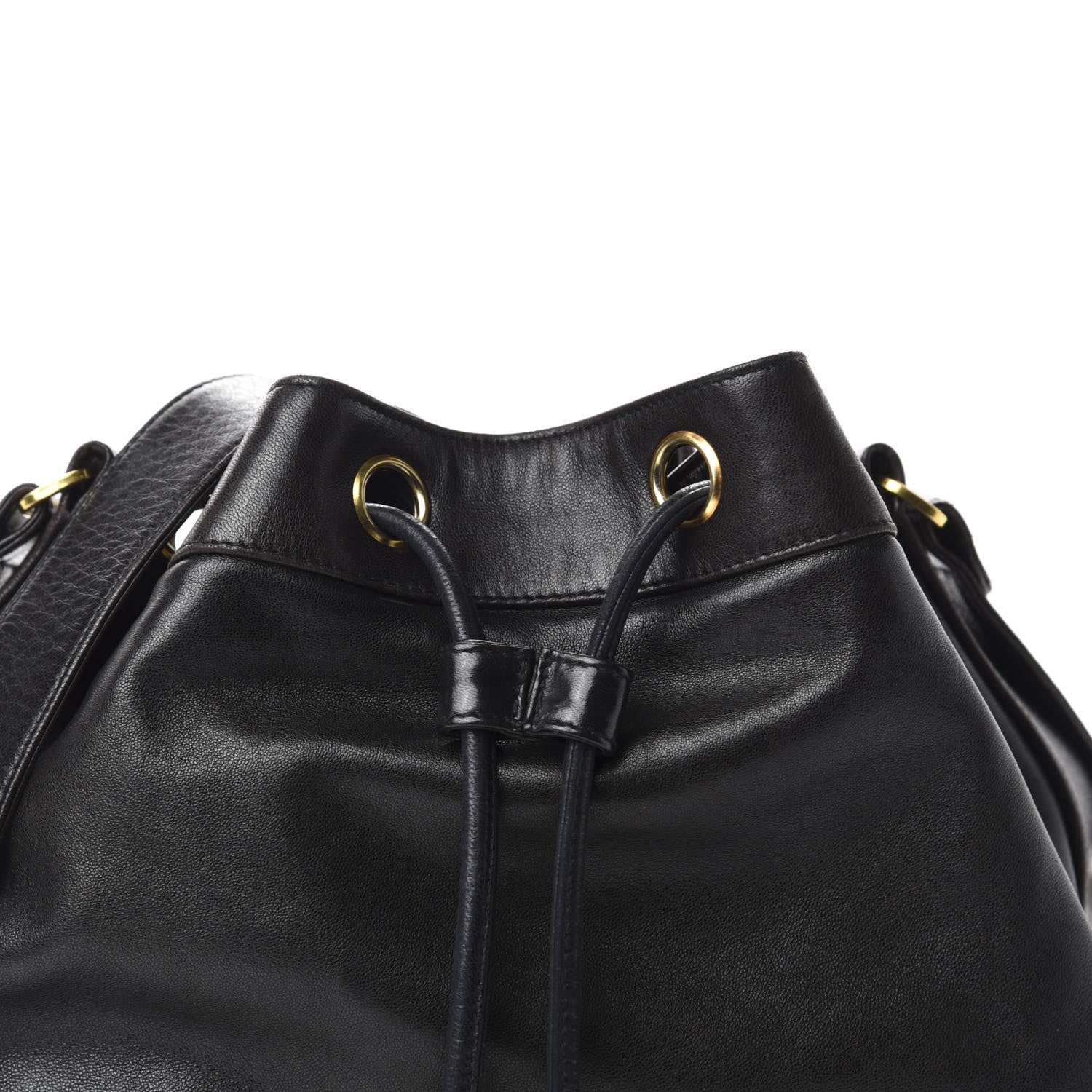 Chanel Lambskin Drawstring Bucket Bag Black 13 of 13