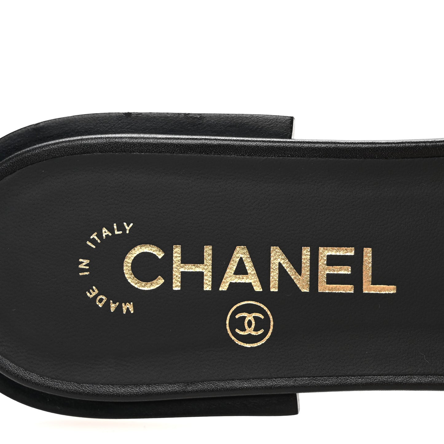 Shiny Calfskin CC Mules 39.5 Black