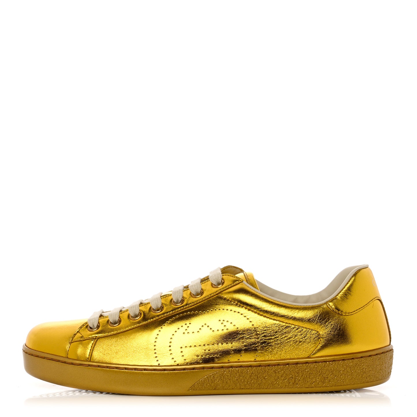 Metallic Nappa Interlocking G Perforated Mens Ace Sneakers 8.5 Oro Vecchio