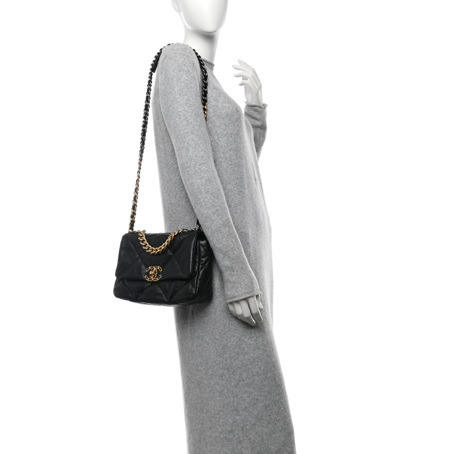 Lambskin Quilted Medium Chanel 19 Flap Black