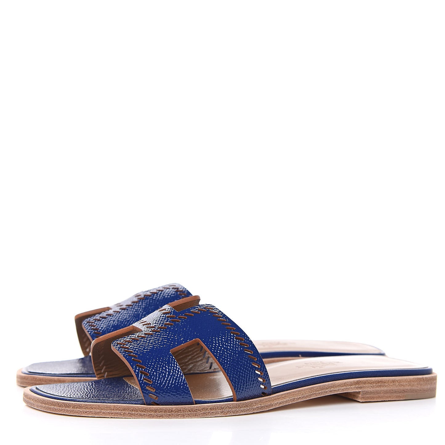 Patent Epsom Perforated Oran Sandals 36 Bleu Saphir