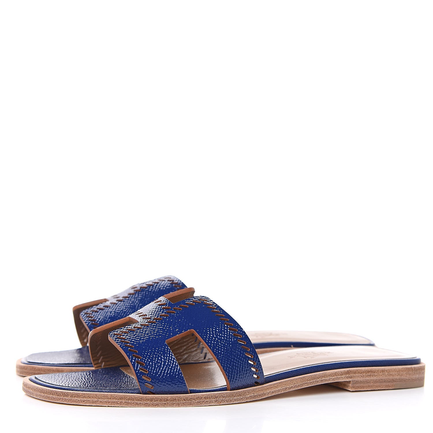 Hermes Patent Epsom Perforated Oran Sandals 36 Bleu Saphir 4 of 8