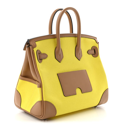 Hermes Toile Goeland Swift Cargo Birkin 25 Jaune Citron Chai 3 of 11