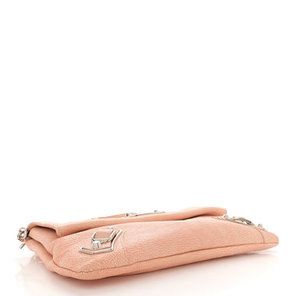 Balenciaga Chevre Silver Metallic Edge Hardware Envelope Clutch Rose Corail 5 of 14