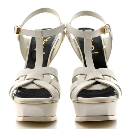 Saint Laurent Calfskin Tribute 105 Platform Sandals 36.5 Porcellana 2 of 9