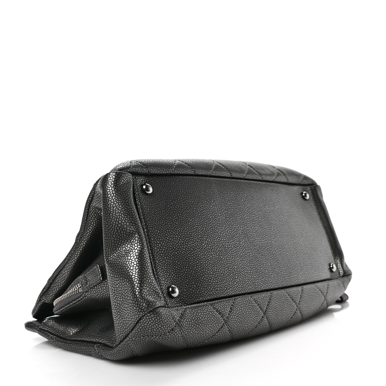 Chanel Metallic Caviar Quilted Timeless CC Shopping Tote Dark Grey 4 of 8