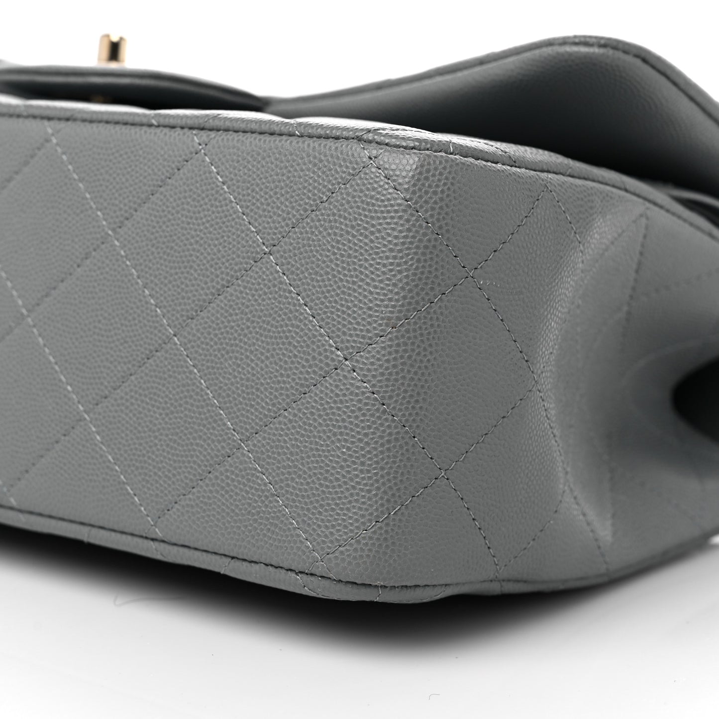 Caviar Quilted Jumbo Double Flap Grey
