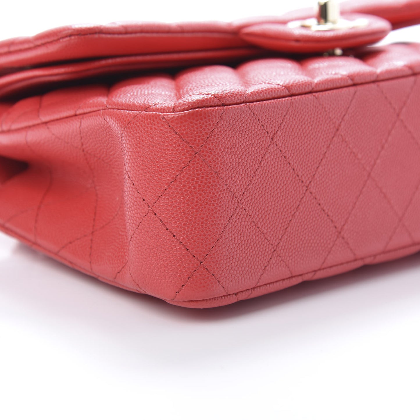 Caviar Quilted Small Double Flap Red