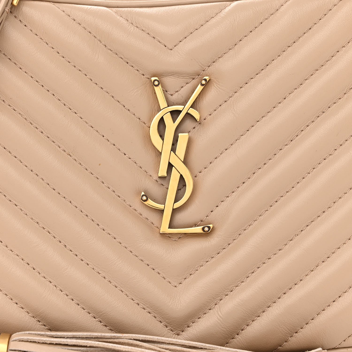 Saint Laurent Calfskin Matelasse Monogram Lou Camera Bag Dark Beige 8 of 17