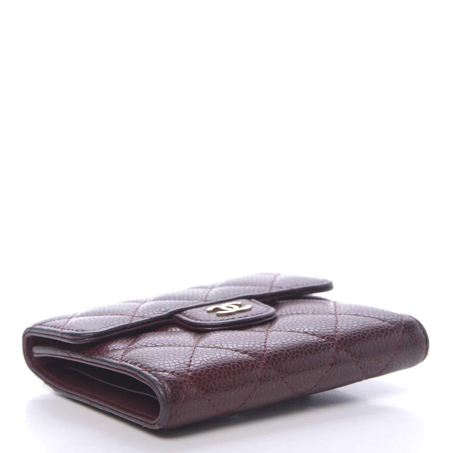 Chanel Caviar Quilted Compact Flap Wallet Burgundy 4 of 12
