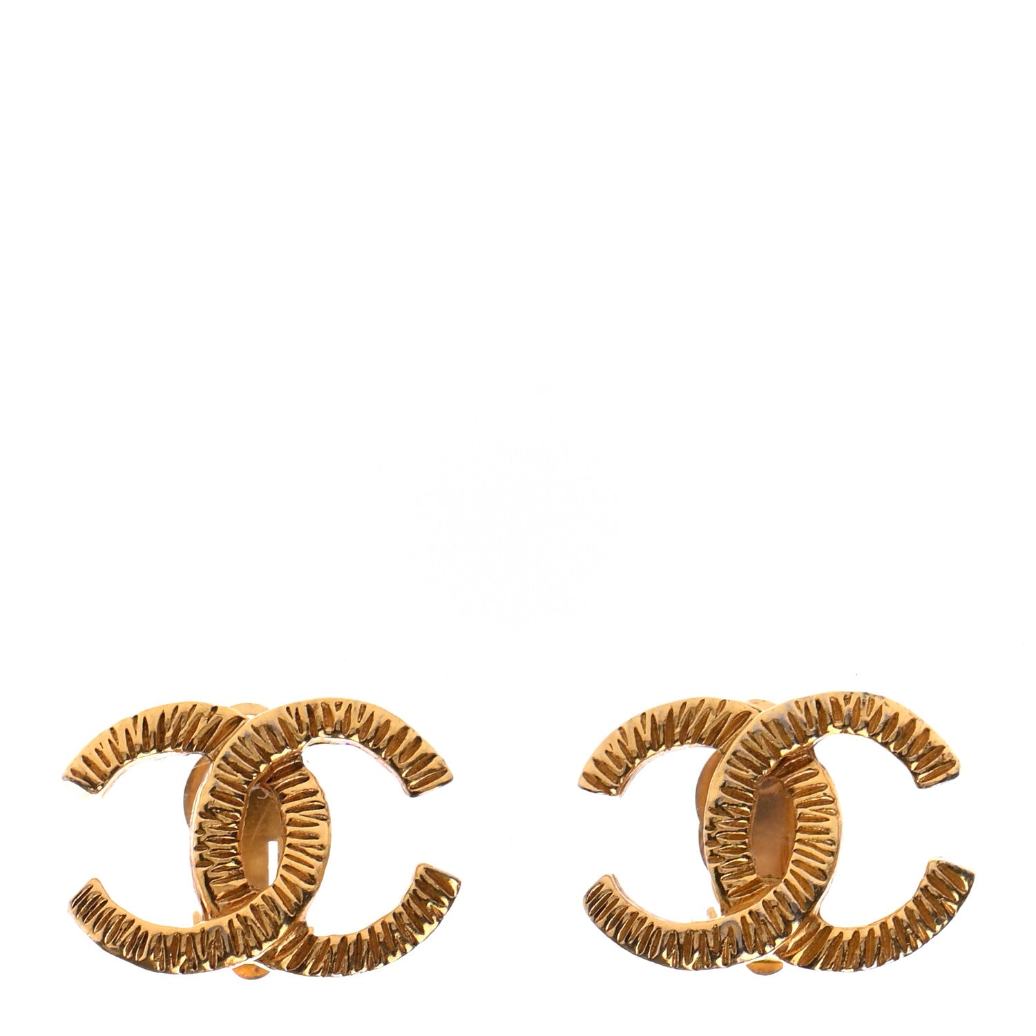 Chanel Textured CC Clip On Earrings Gold 1 of 4