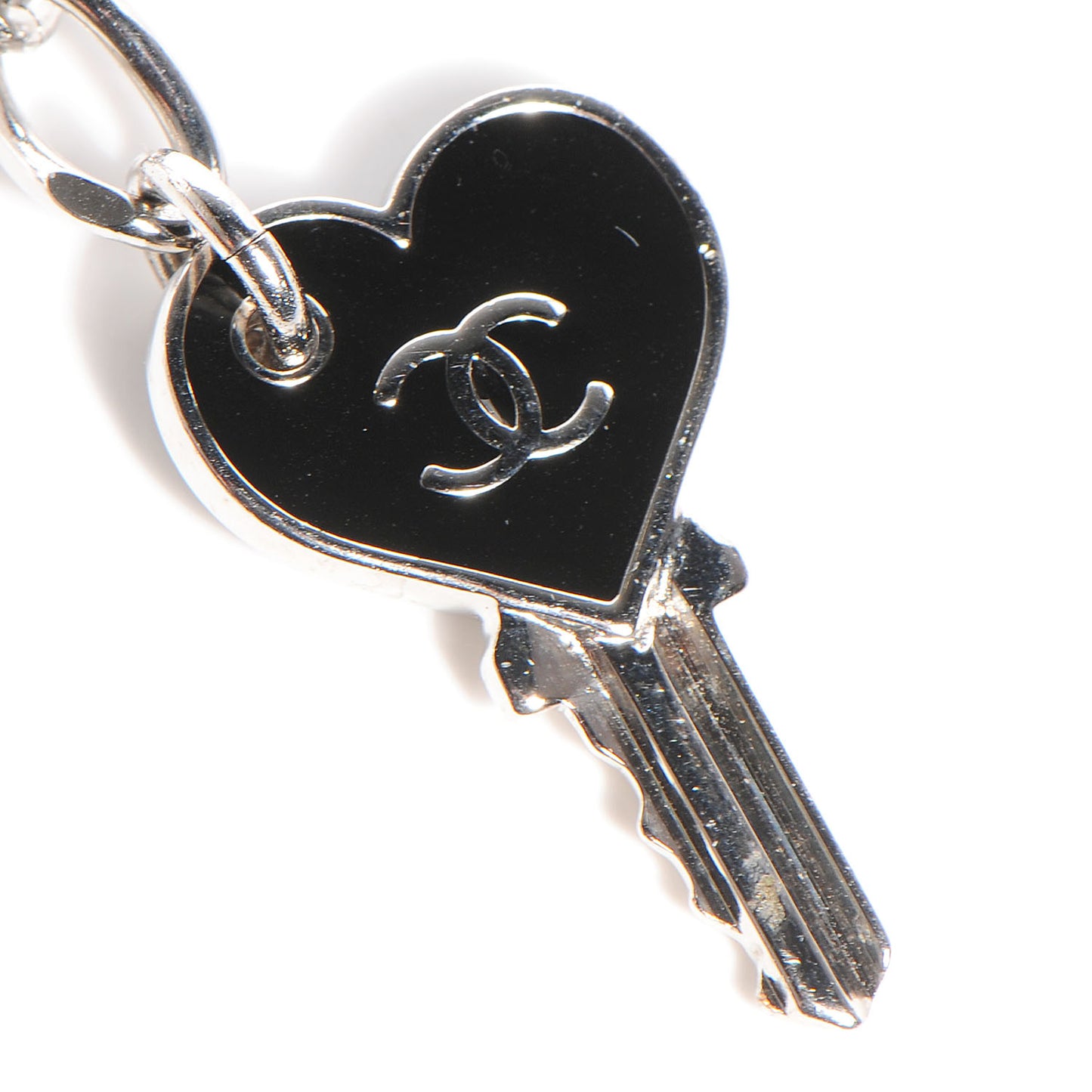 Padlock and Key Bag Charm Silver Black
