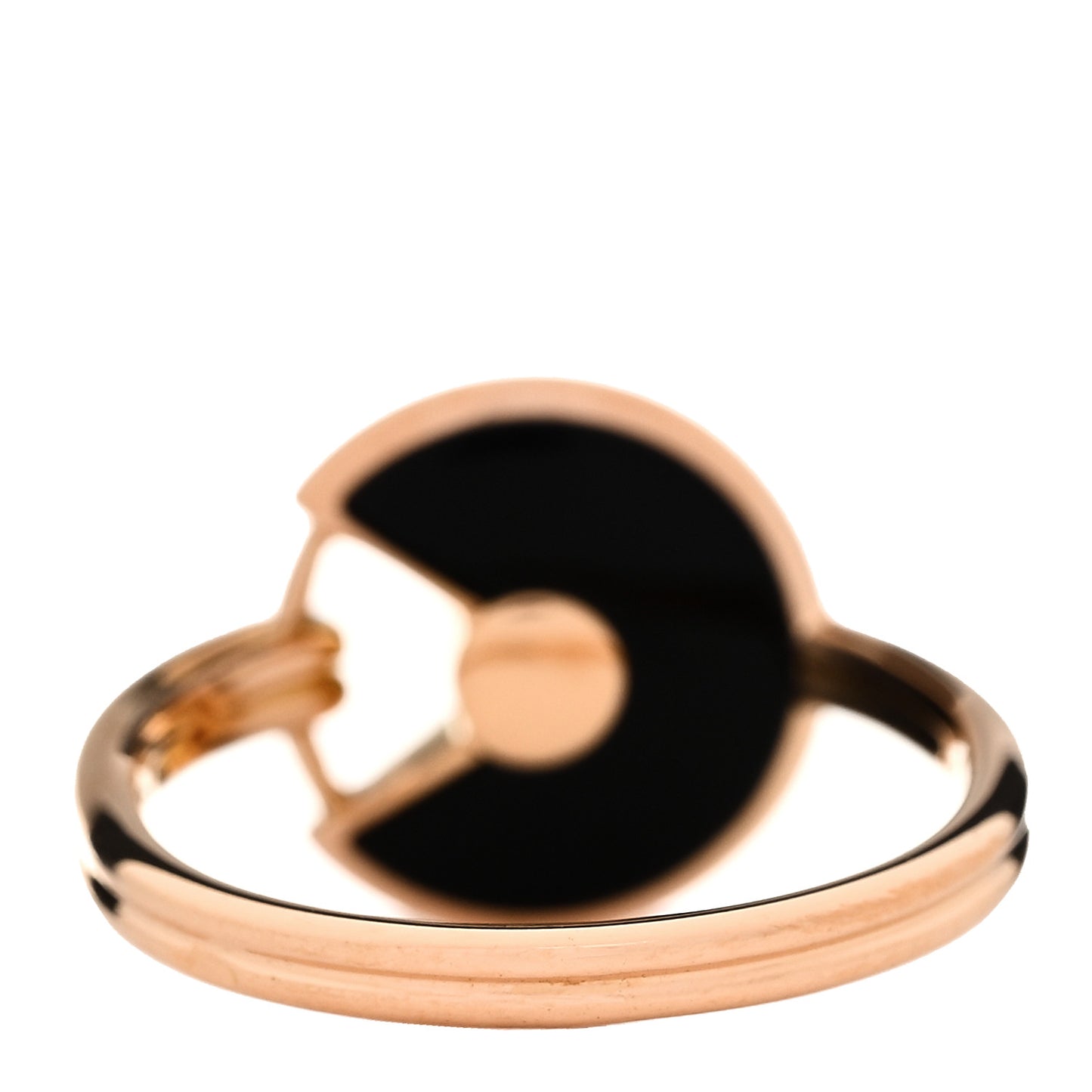 18K Pink Gold Diamond Black Onyx Amulette de Cartier Ring 50 5.25