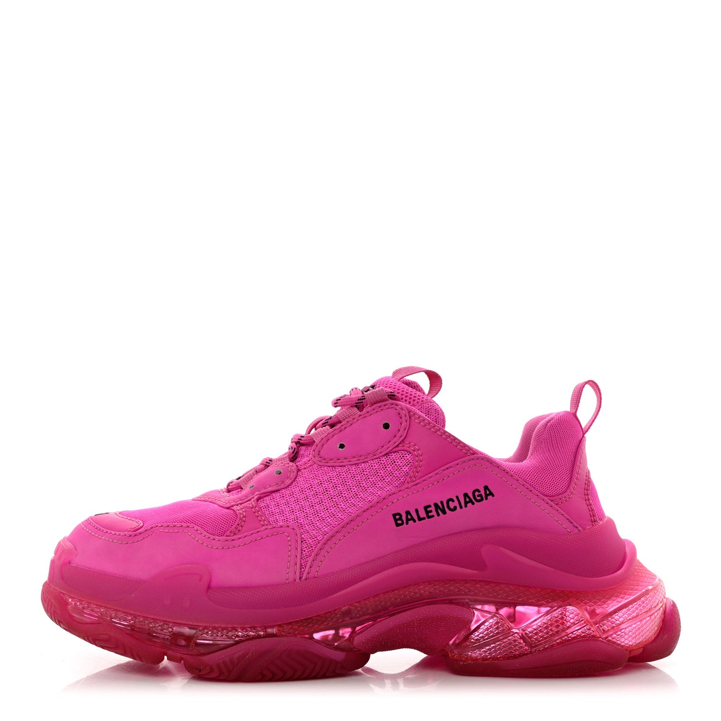 Fabric Mesh Clear Sole Fluo Womens Triple S Sneakers 41 Pink