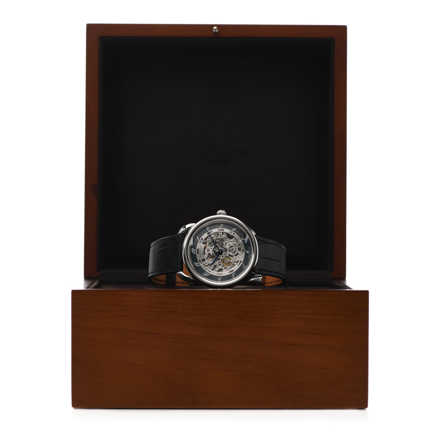 Stainless Steel Alligator 41mm Arceau Squelette Automatic Watch Noir