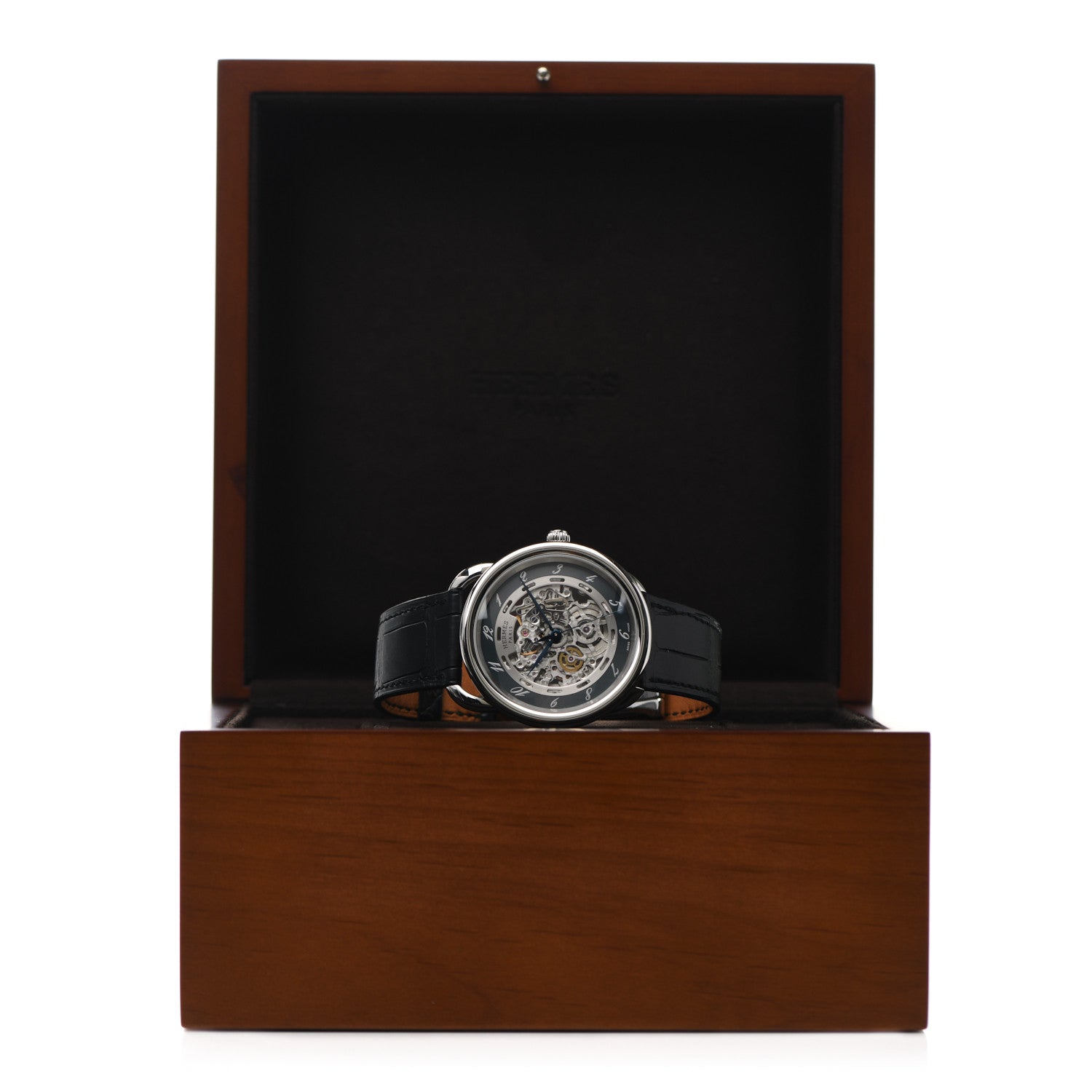 Hermes Stainless Steel Alligator 41mm Arceau Squelette Automatic Watch Noir 9 of 10