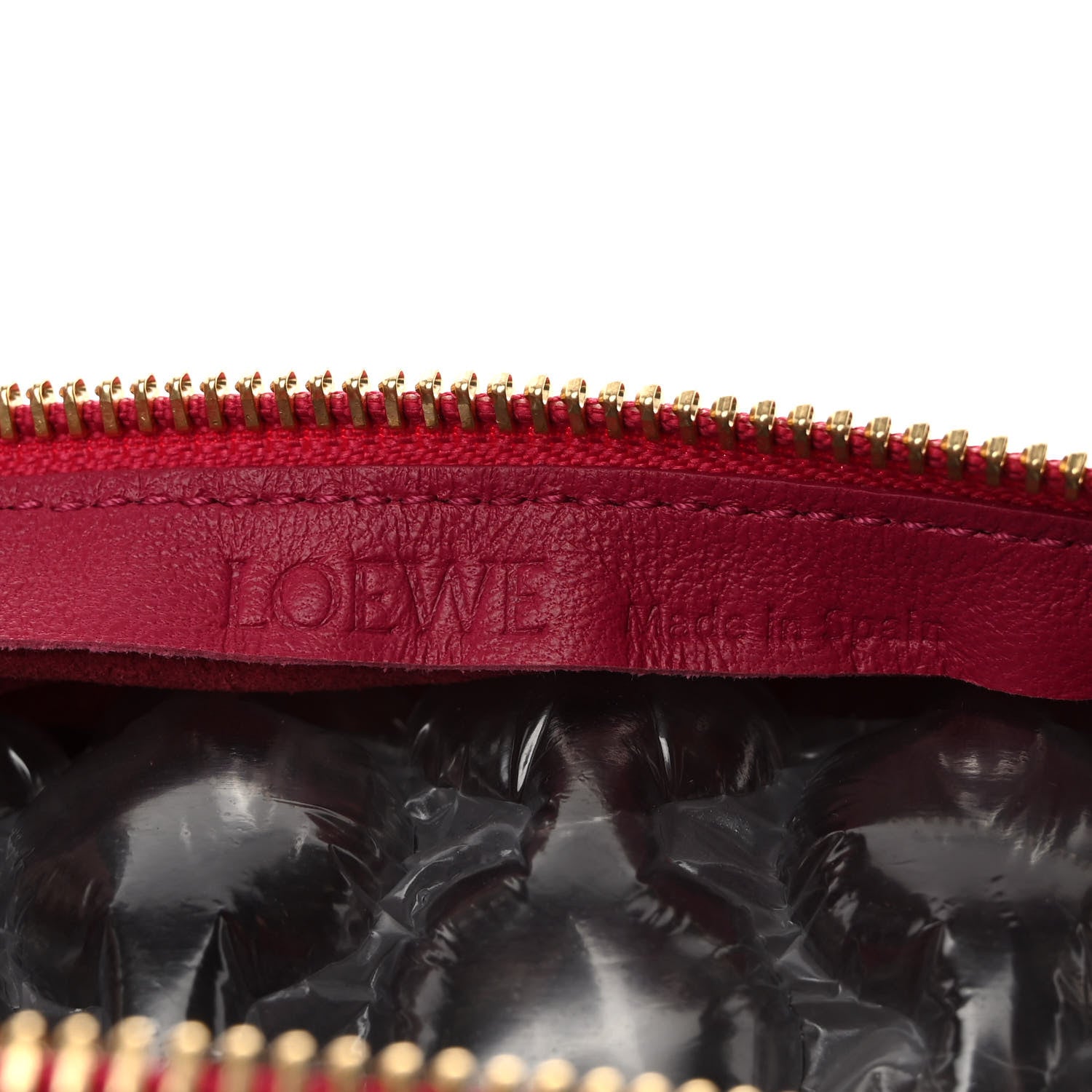 Loewe Lambskin Pleated Bracelet Pouch Chain Shoulder Bag Rouge Blossoms 6 of 11