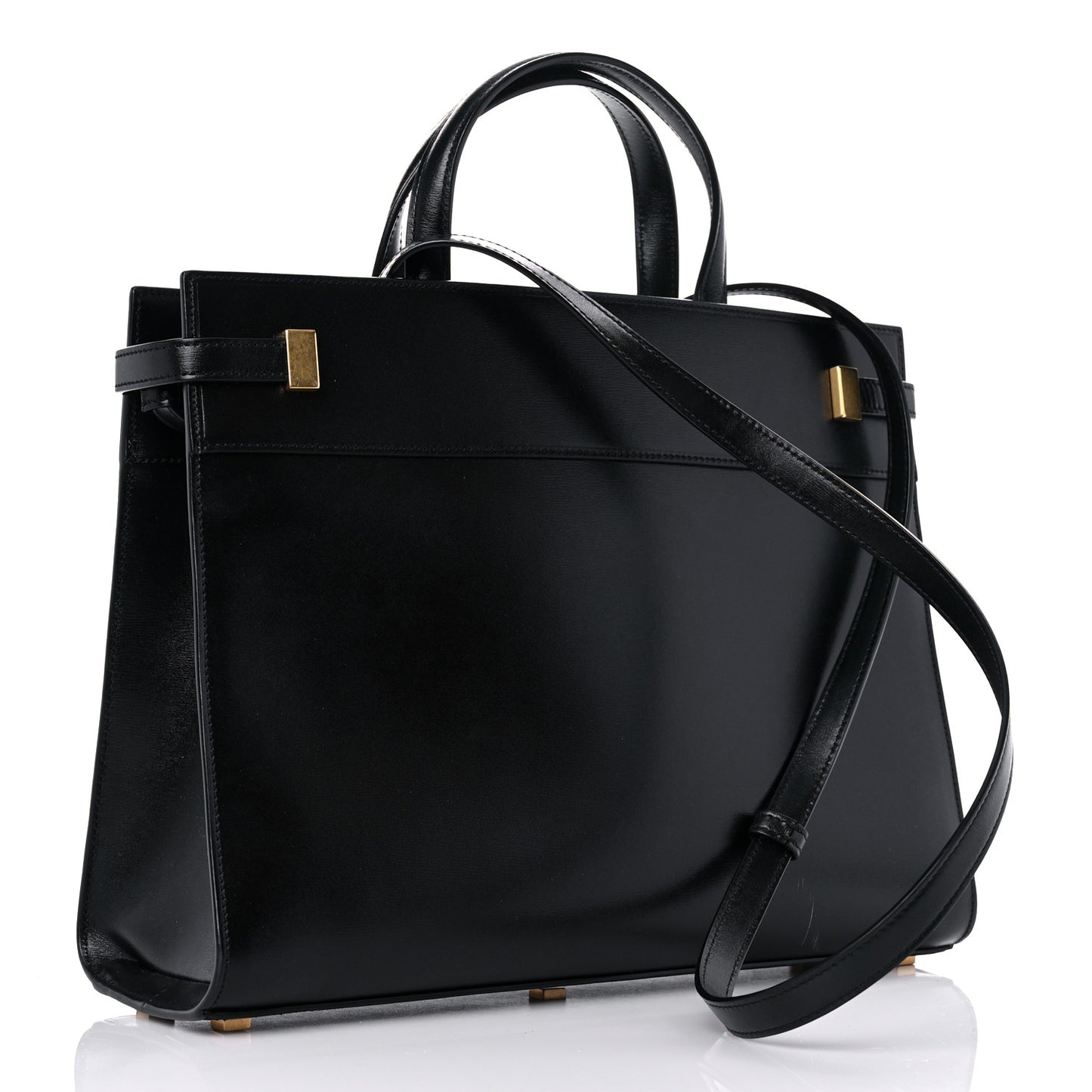 Calfskin Small Manhattan Shopper Tote Black