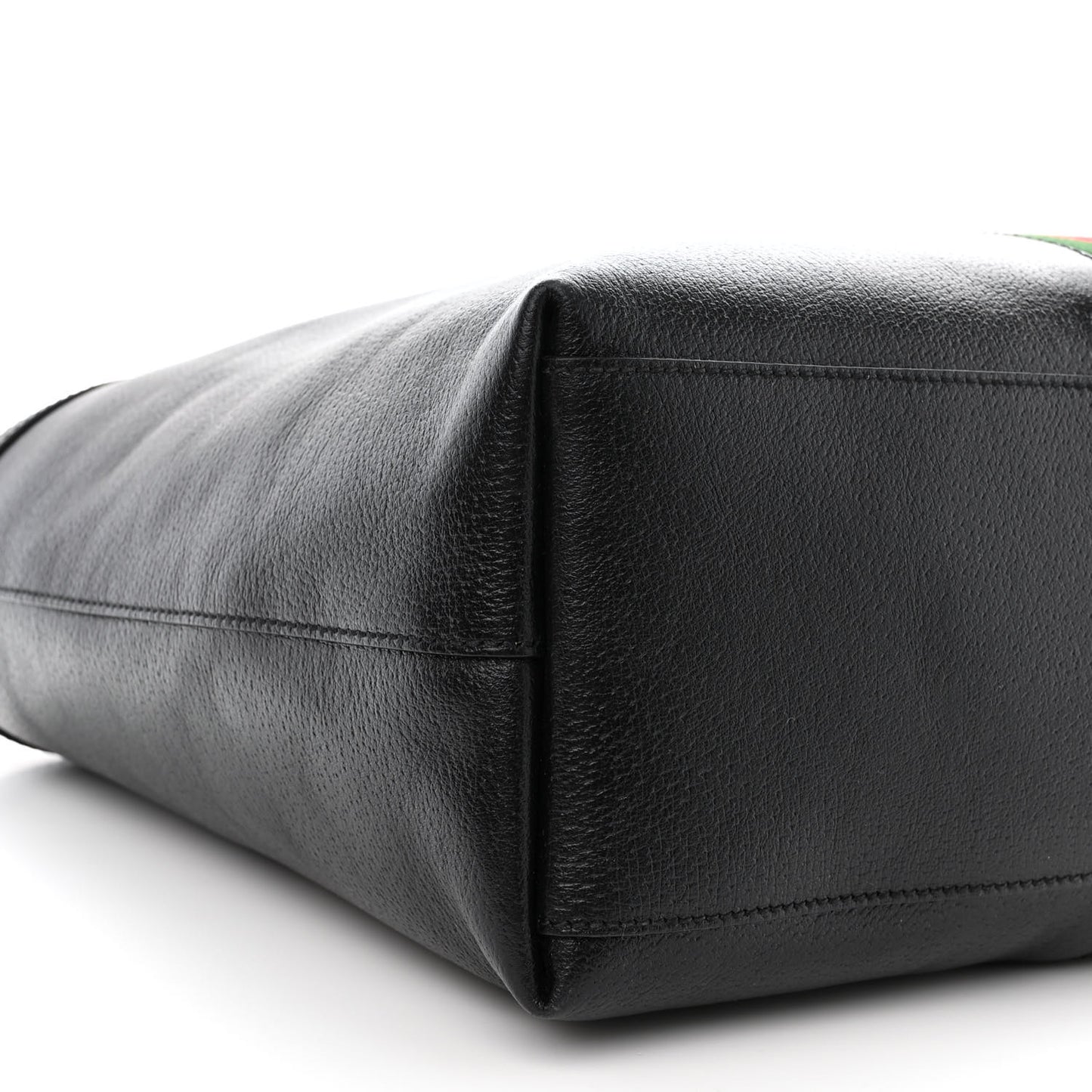 Textured Calfskin Web Medium Ophidia Shopping Tote Black