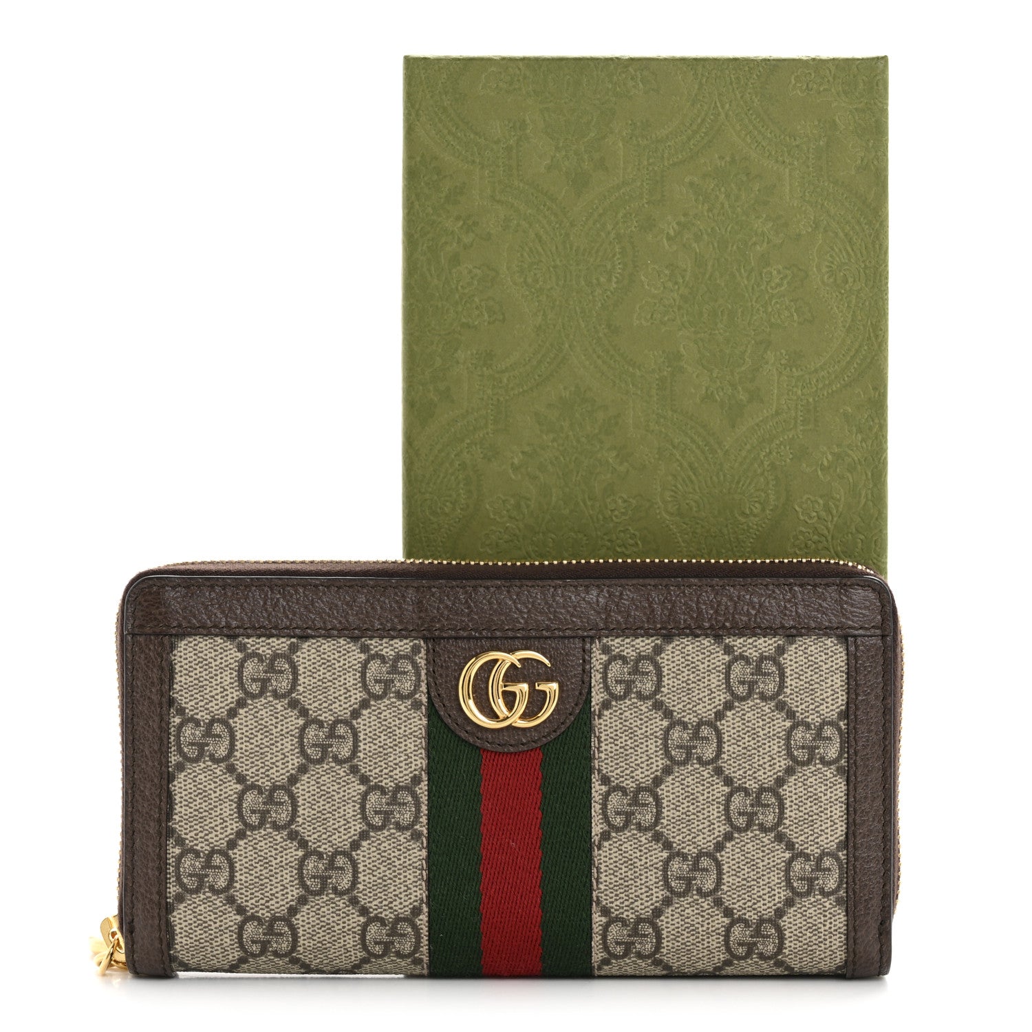 Gucci GG Supreme Monogram Web Ophidia Zip Around Wallet Brown 19 of 20