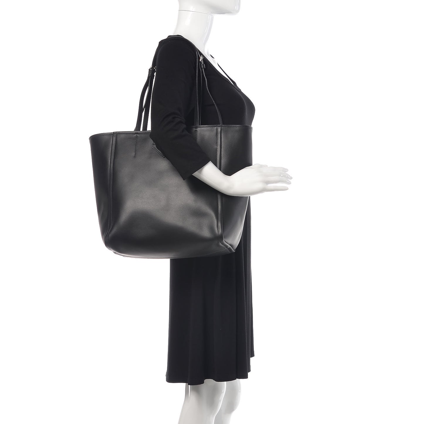 Calfskin Large Concept Shopper Tote Black Astrale